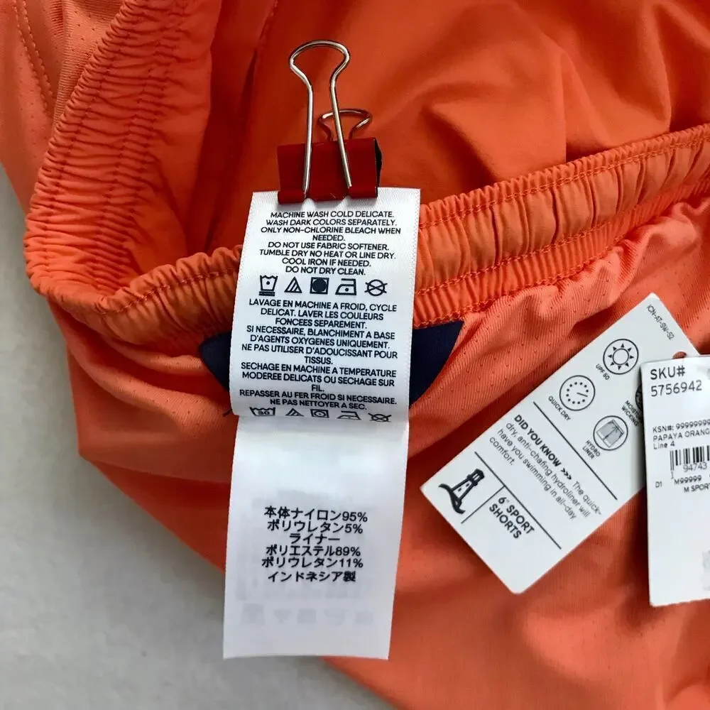Lands' End NWT Orange Sport Swim Trunk Men Various